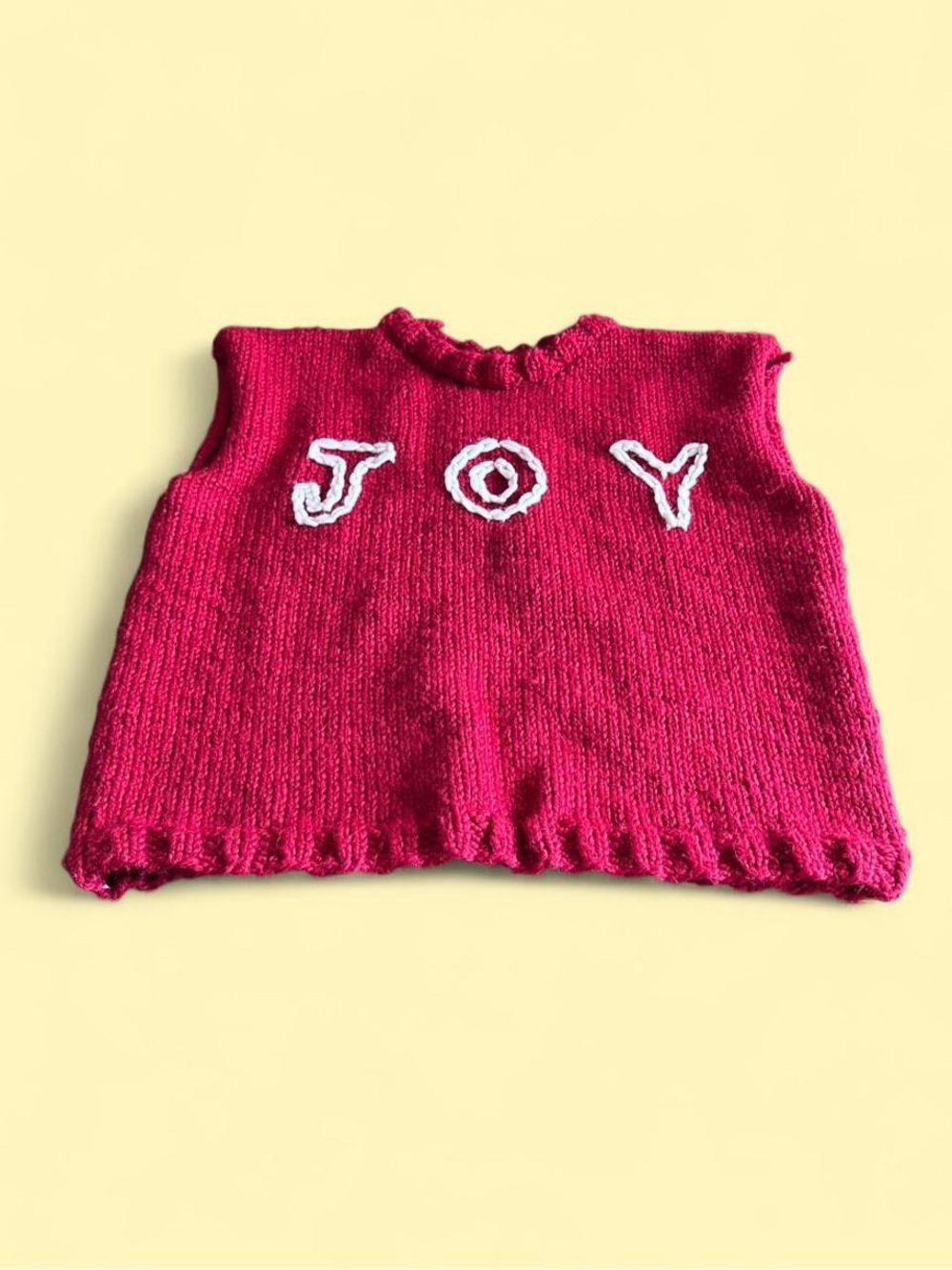 Vintage Handmade Chunky Wool Christmas JOY Sweater Vest Red Women’s Size XL